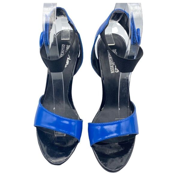 Coach Blue Ankle Velcro Strap Patent Shoes Size 8 - Picture 2 of 10